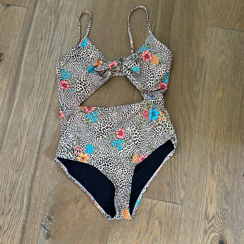 NWT tropical print one piece tie front